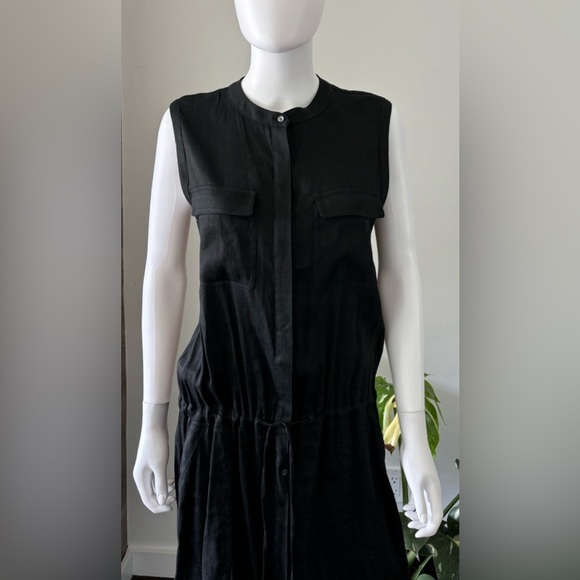 Vince Long Dress Black Linen/Viscose/Elastane Sz Small - Picture 5 of 8